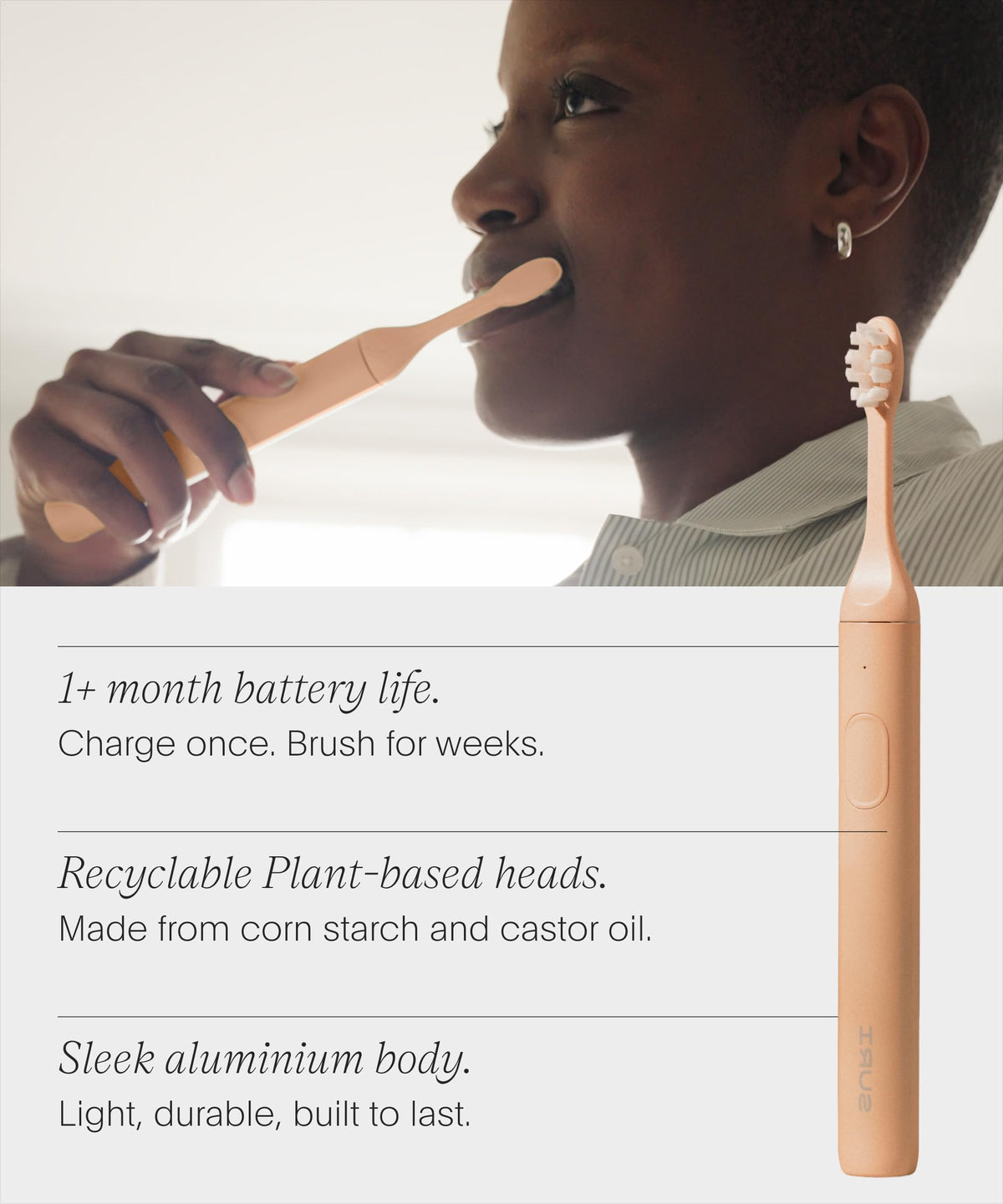 SURI Recyclable Electric Toothbrush Heads | Core & Pro Compatible | Long Lasting Replacement Heads | Pack of 3 | Winter Fern