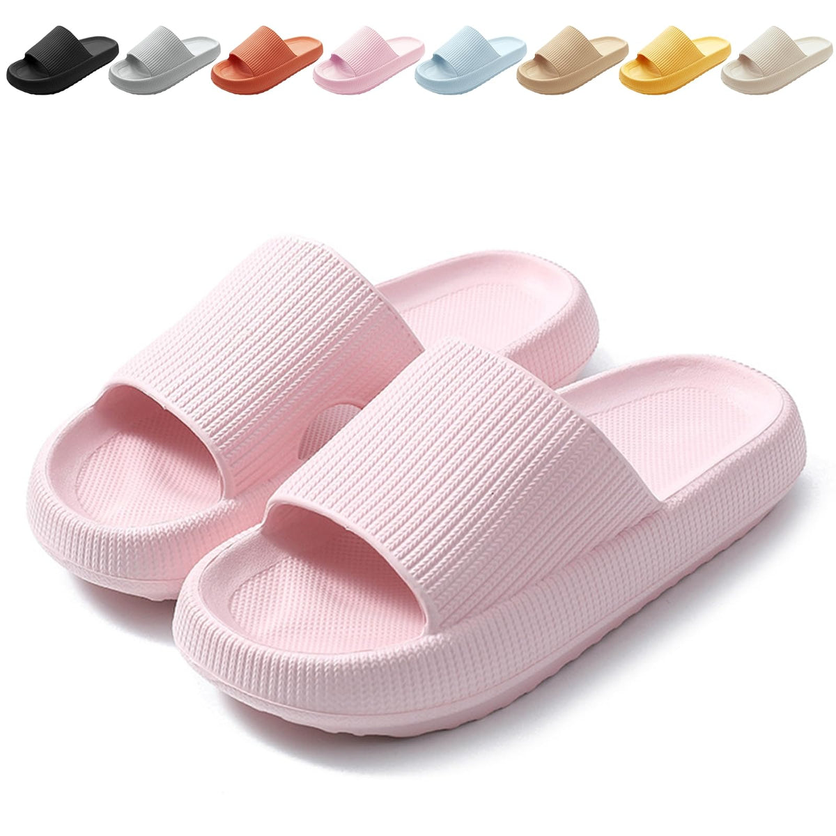 BHFRGAS Sliders Cloud Slippers Women Men，Non-Slip Mens Womens Slippers Cloud Sliders，Soft Flip Flops with Thick Sole for Shower Bathroom Pool Beach