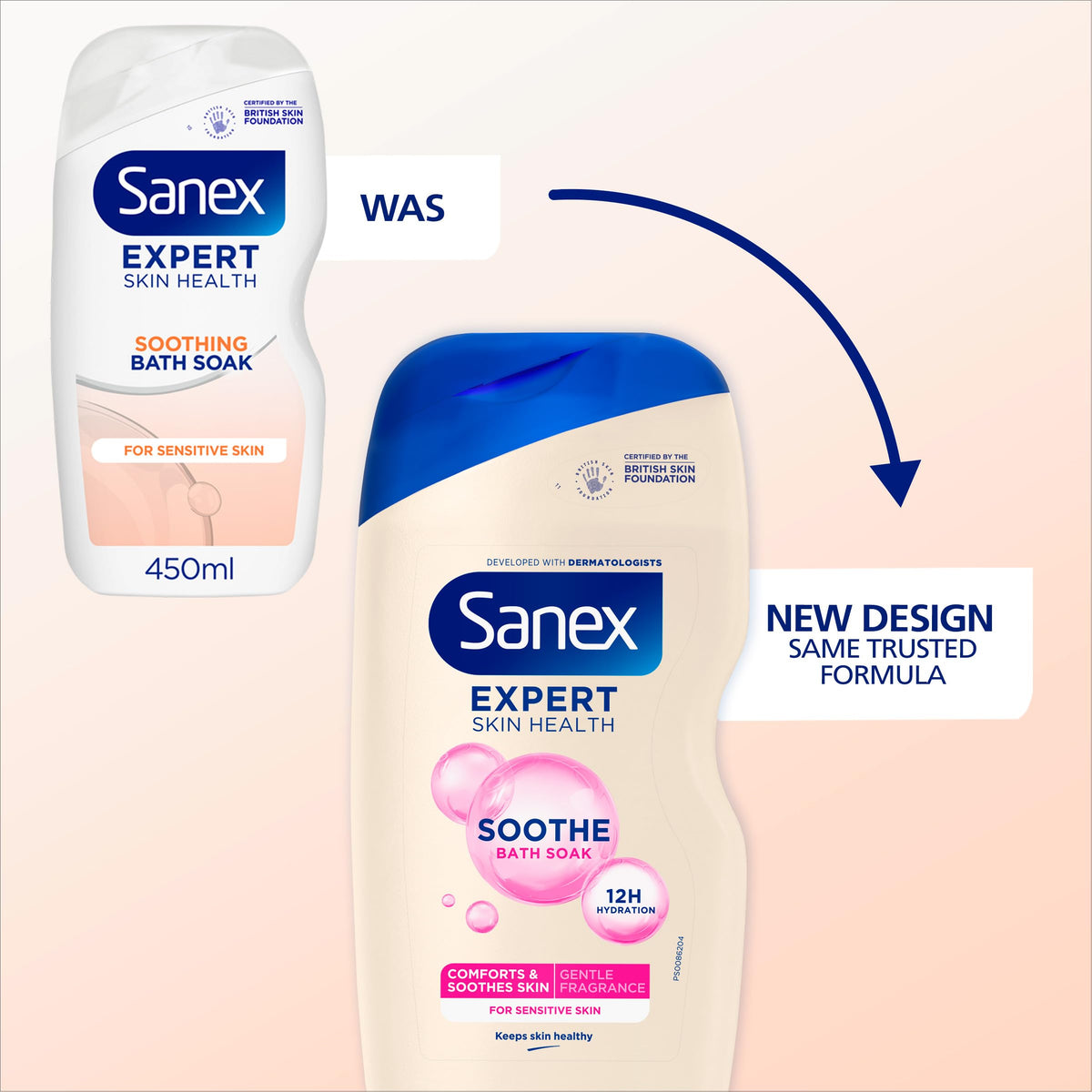 Sanex Body Wash - Expert Skin Health - Hypoallergenic Shower Gel - Dermatologist Tested Gentle for Very Sensitive Skin - Multipack - 6 Pack - 450ml Bottles