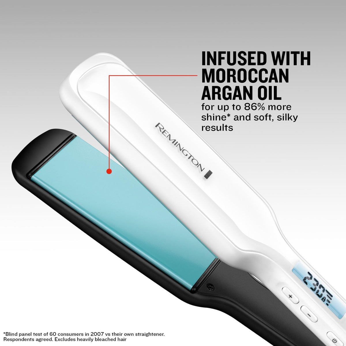 Remington Shine Therapy Hair Straightener with Advanced Ceramic Coating Infused with Moroccan Argan Oil for Sleek & Smooth Glide, Floating Plates, Digital Display, 9 Settings 150°C–230°C, S8500