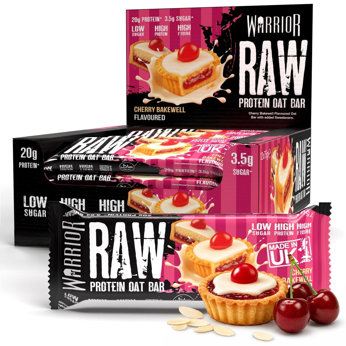 Warrior RAW Protein Bars 12 x 75g High Protein Oat Flapjack Snack