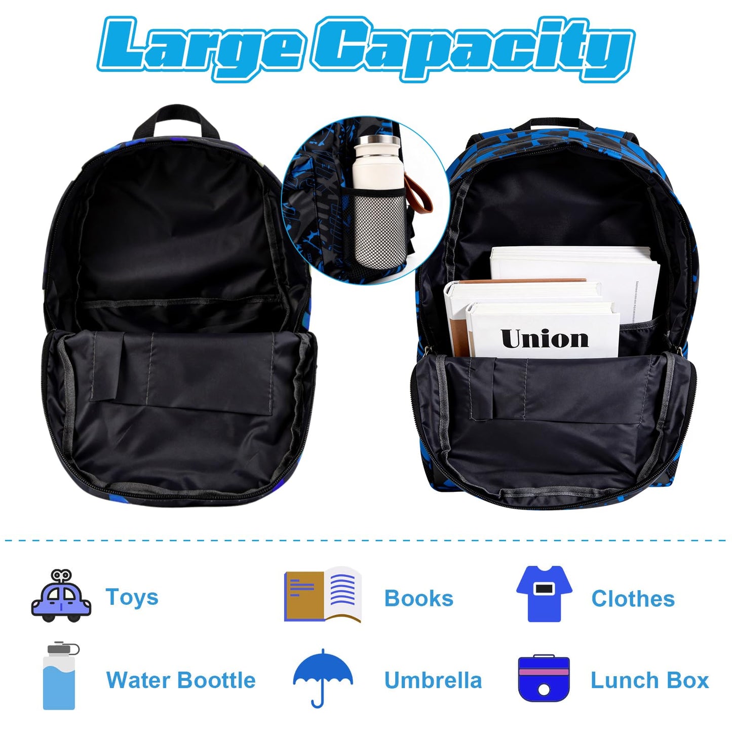 yumcute De-mn Backpack Kids, Teen Game School Bags, Children Primary Schoolbag, Children's School Backpack, 17 Inch Large Capacity Travel Rucksack Waterproof Boys Girls Book Bags for Aged 3-12 Years