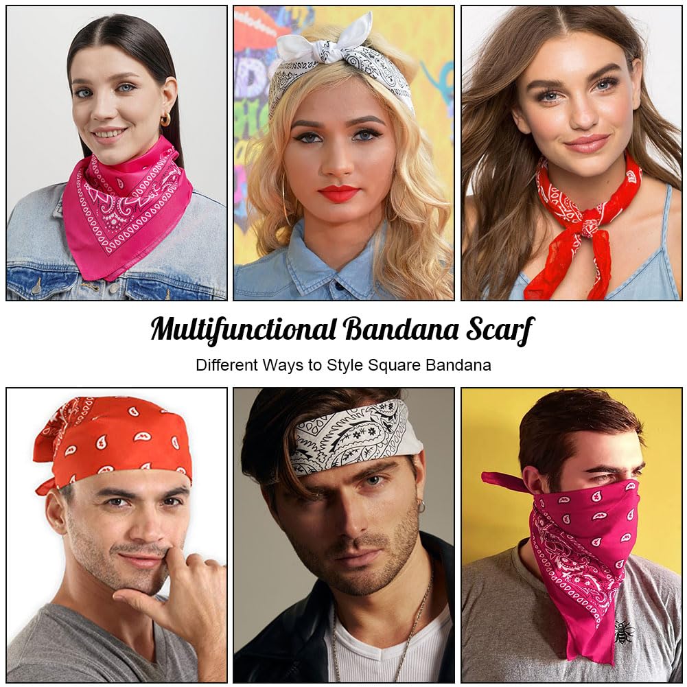Aomig Bandana Head Scarf for Men and Women, Stylish Cowboy Headband Handkerchief, Multi-purpose Hair Scarf Paisley Print Unisex Headwraps, Bib Party Face Covering Headwear for Motorcycling