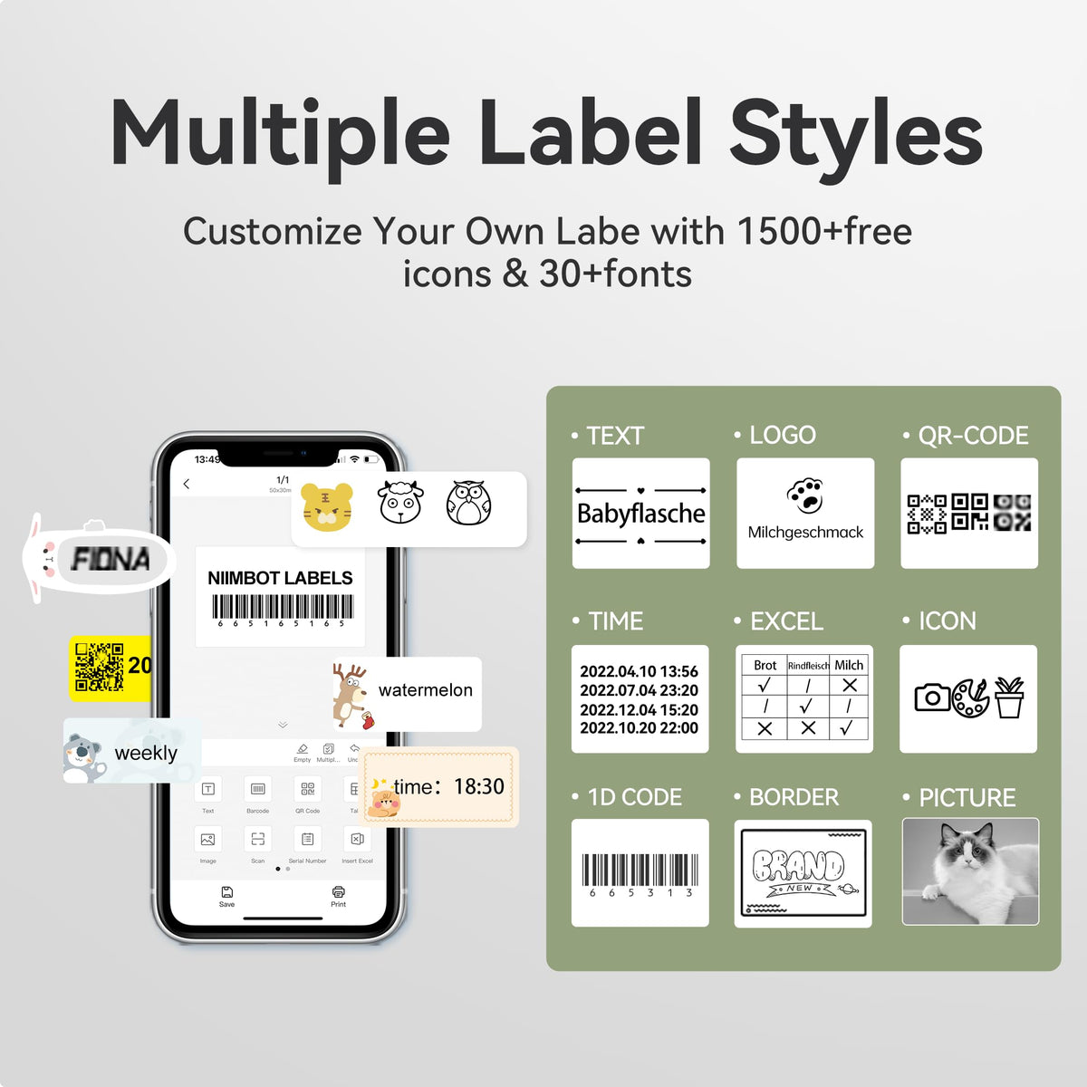 NIIMBOT B1 Label Maker Machine, 2 Inch Bluetooth Sticker Printer
