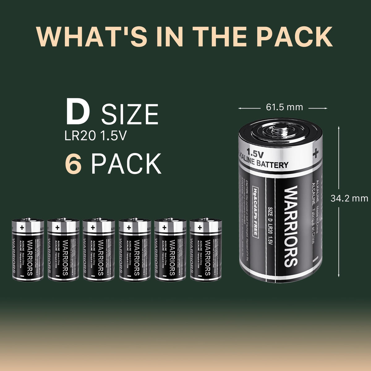 Warriors 2X 9V Alkaline Batteries, 6LR61, Long Lasting Power