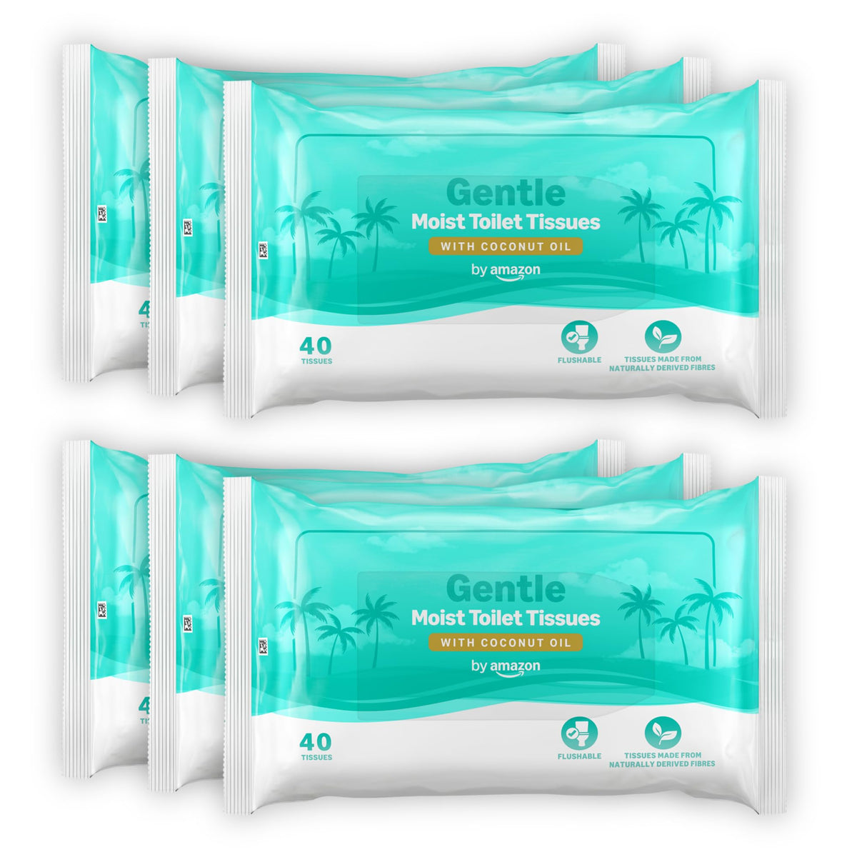by Amazon Gentle Moist Toilet Tissues with Aloe Vera, Flushable, 240 Count (6 Packs of 40 sheets)