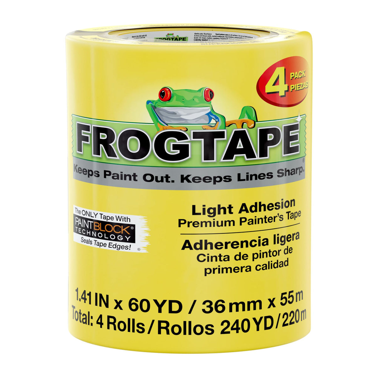 Frog Tape Yellow Delicate Surface Painters Masking Tape 24mm x 55m. Indoor painting and decorating for sharp lines and no paint bleed