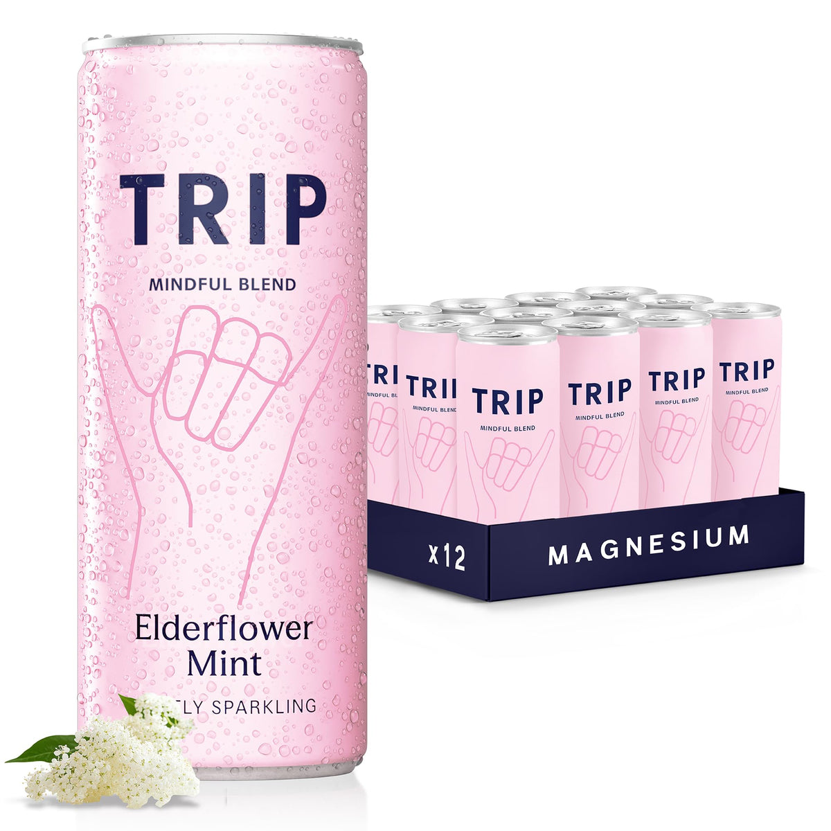TRIP Cucumber Mint Sparkling drink with 120MG calming Magnesium + Lion’s Mane + Chamomile + Lemon Balm. Low Calorie and Vegan (Pack of 12 x 250ml) - Packaging Might Vary