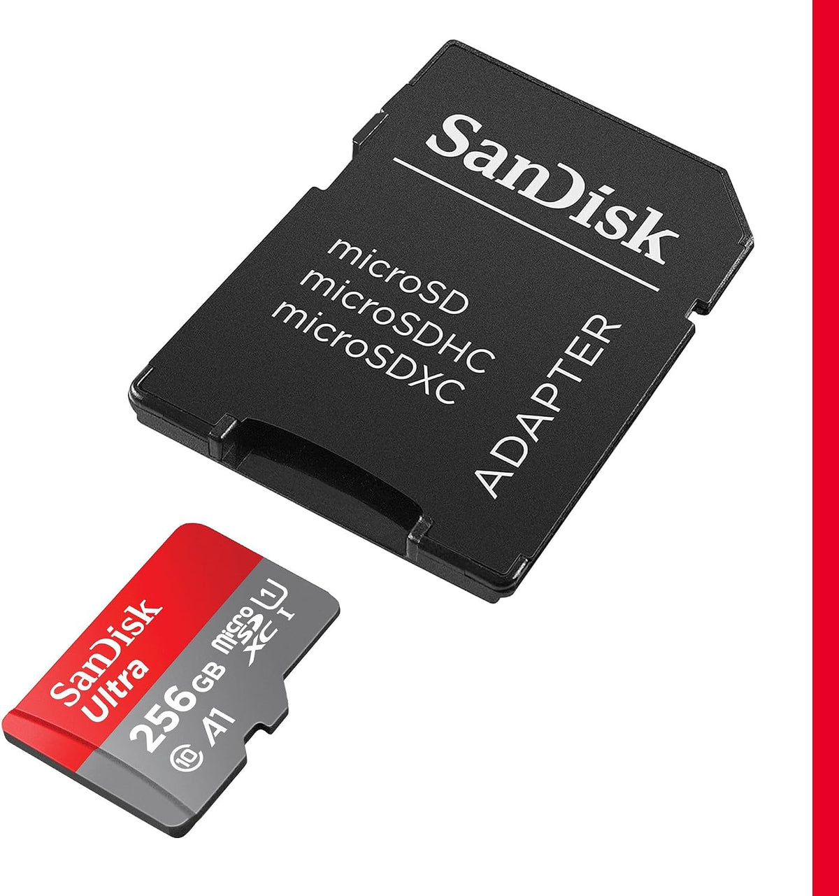 SANDISK Ultra micro SD Card + Adapter 256GB, Up to 150MB/s Read Speeds