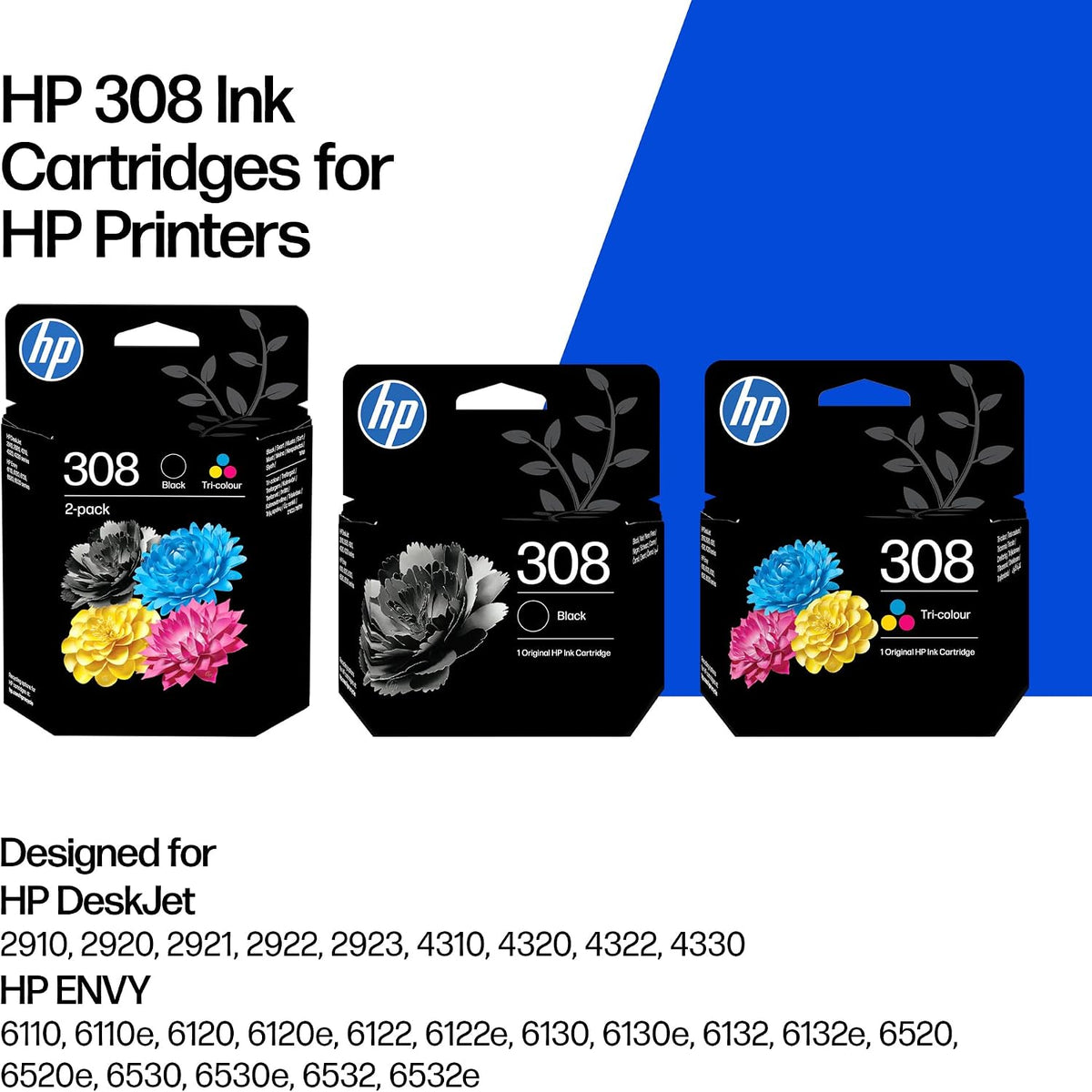 HP 308 Tri-colour Original Ink Cartridge