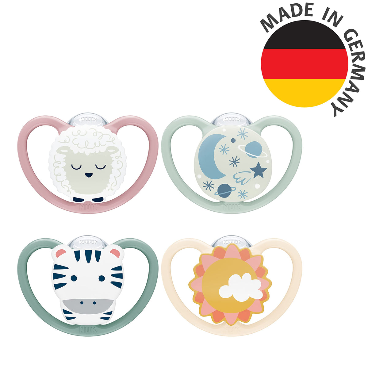 NUK Perfect Match Air Baby Dummies | 6-18 Months | Orthodontic Soothers that Promote Air Flow & Prevent Drool Rash | 95% Baby Acceptance** | Assorted | 4 Count