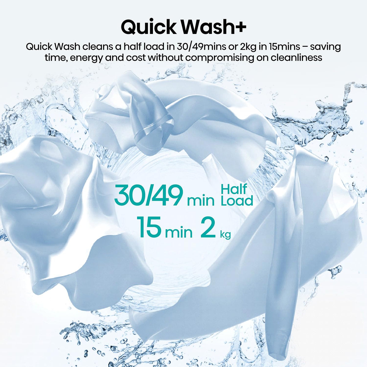 Hisense WF1G7021BW Freestanding 7 KG-Front Load Durable Inverter Washing Machine, Steam Wash-Quick Wash-15 Washing Programs-1200 RPM-White-Energy Rating B