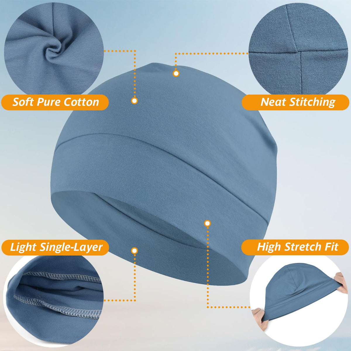 EINSKEY 100% Cotton Skull Caps for Men, Multipurpose Daily Wear Beanie Hat
