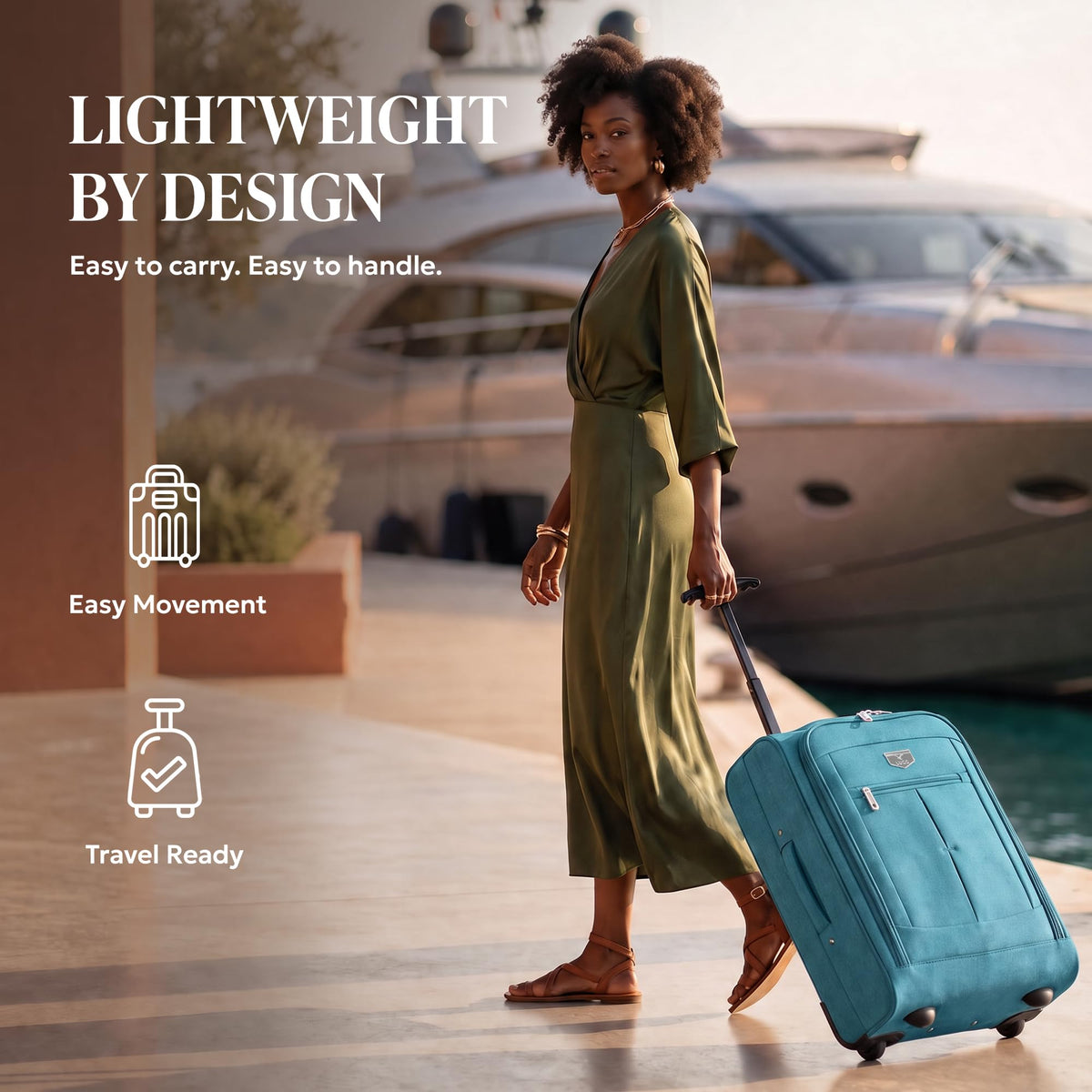 LUGG Lightweight Cabin Luggage, 600D Polyester, Solid Wheels, 45x36x20cm