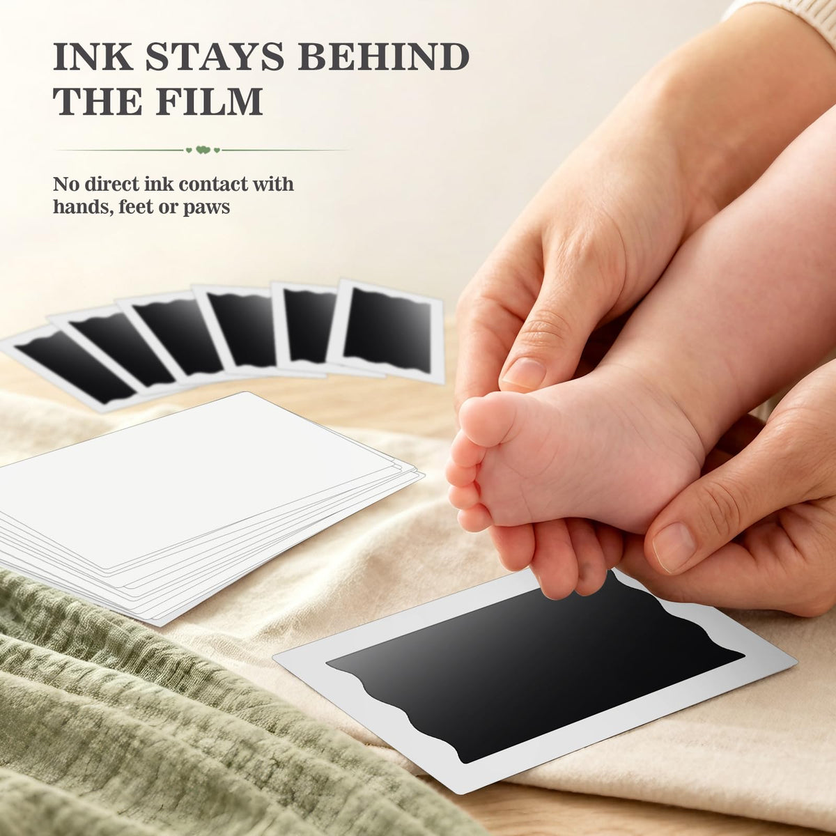 Nabance Baby Hand and Footprint Kit, 3 Inkless Print Pads, 6 Imprint Cards