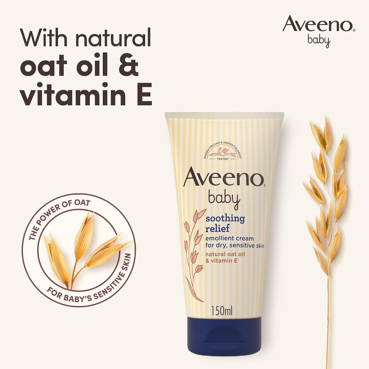 Aveeno Baby Soothing Relief Emollient Cream for Sensitive Skin (1 x 150ml)