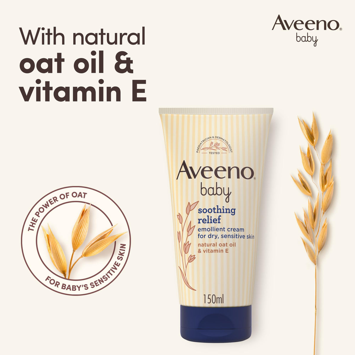 Aveeno Baby Soothing Relief Emollient Cream for Sensitive Skin (1 x 150ml)