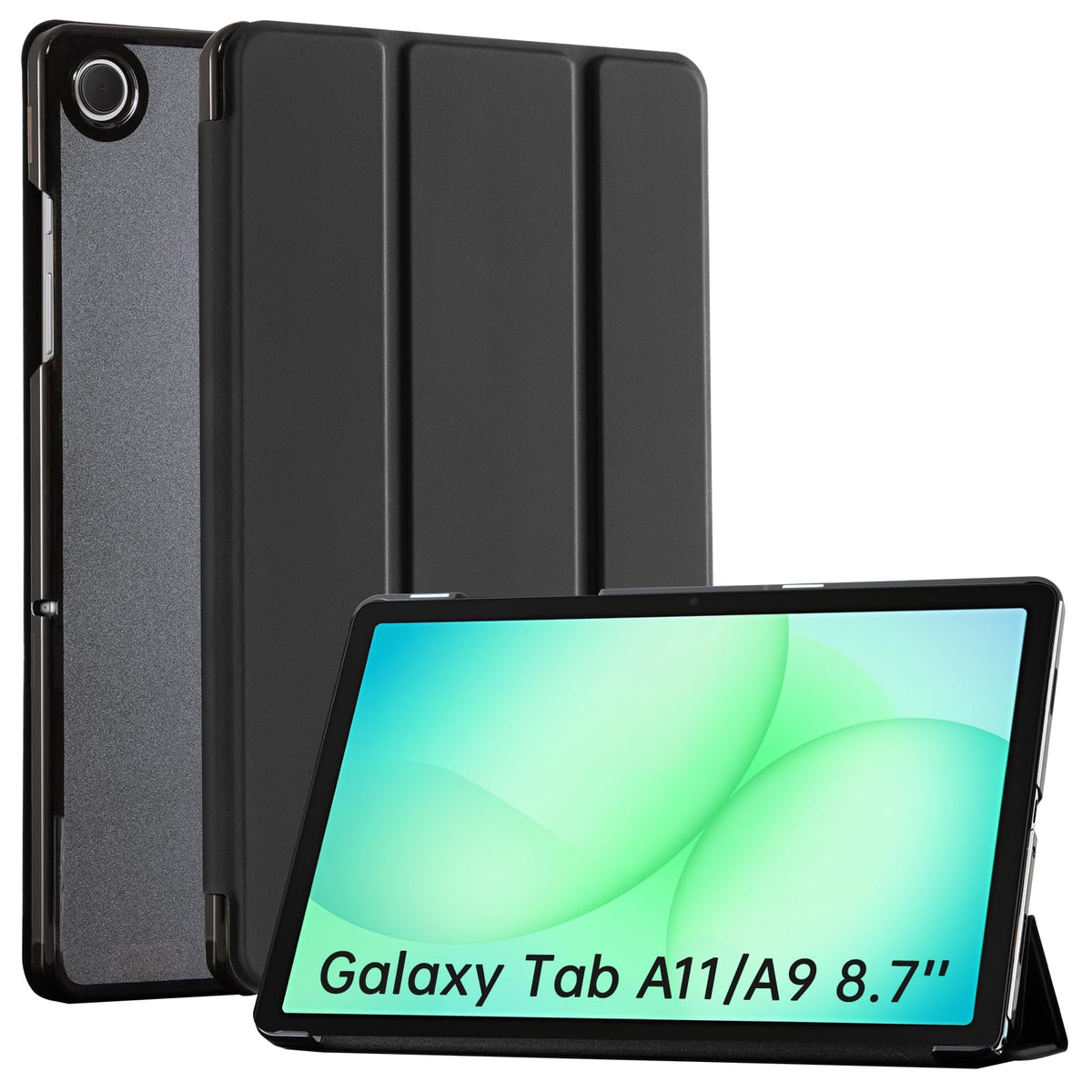 CoBak Case for Samsung Galaxy Tab A11+ Plus 11 Inch 2025/A9+ Plus 2023 - PU Leather Smart Cover with Auto Sleep/Wake for Tab A11+, Translucent Hard Shell, Multi-Viewing Angles, Green Pattern