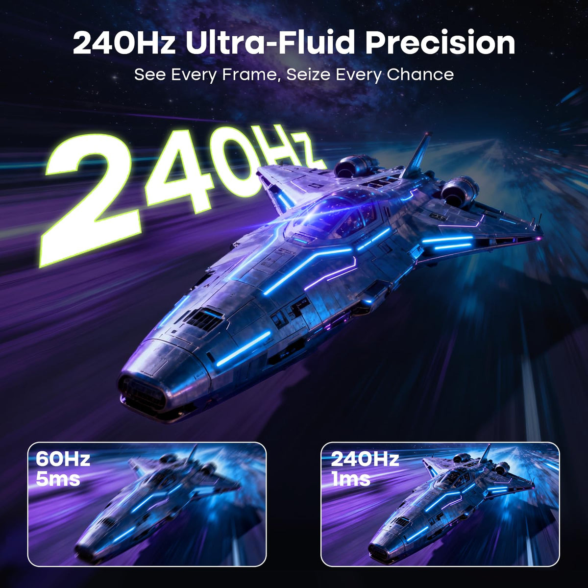 Amzfast 24 Inch 200Hz Gaming Monitor, FHD 1080P Fast IPS, 1ms MPRT, Adaptive Sync, AI-Crosshair, 110% sRGB, HDR, Low Blue Light, HDMI2.0&DP1.4, VESA75x75mm for PC Desktop Laptop PS5 Xbox, G24X1W