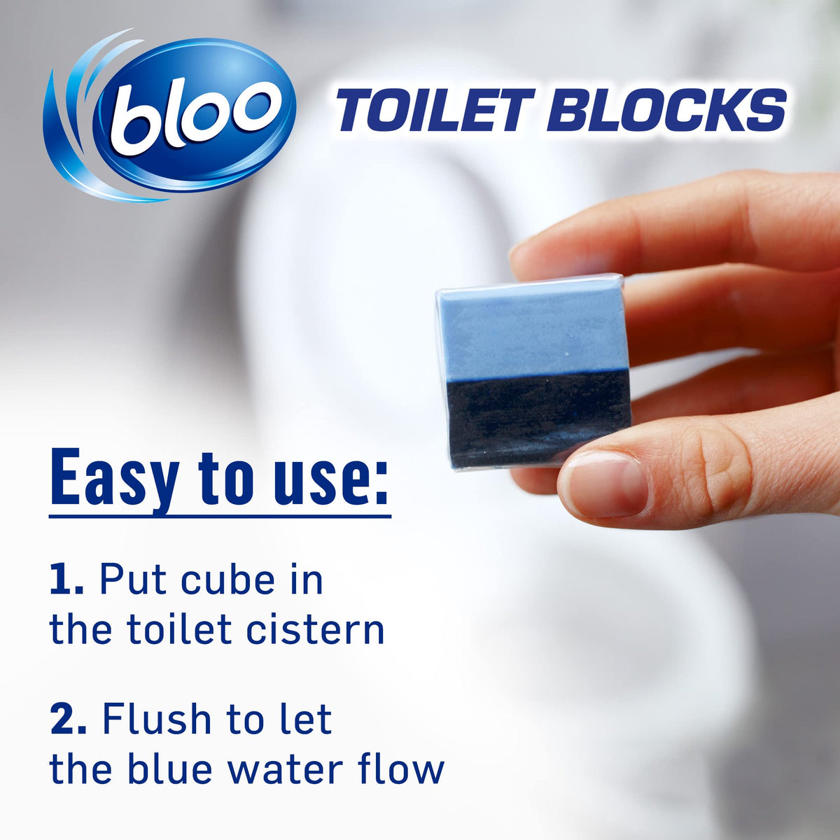 Bloo New 3in1 Toilet Blocks, Pack of 2, Toilet Limescale Remover Cistern Block, Toilet Cleaner Block with Cleaning and Foaming Action, Toilet Fresheners - Limescale Prevention