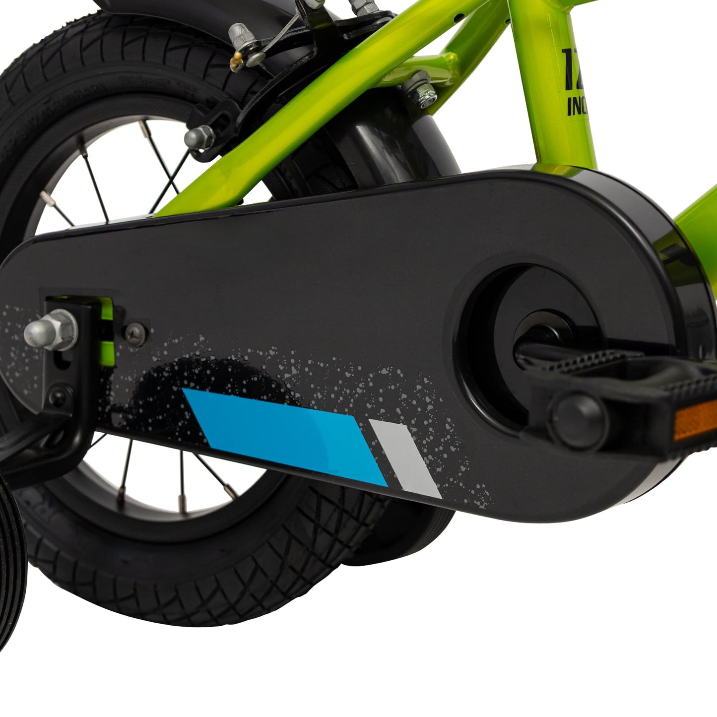 Huffy Pro Thunder Kids Bike 16" with Stabilisers, Bell & Handlebar Pad — Green