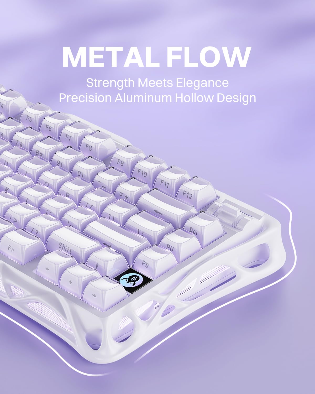GravaStar Mercury K1 Mechanical Keyboard with Aluminium Frame, 75% Wireless Gaming Keyboard, Hot Swap Custom Keyboard with Button, Gasket, RGB Tri-Mode Keyboard, PBT Keycaps, 8000 mAh White