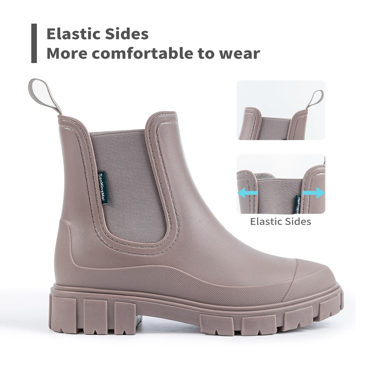 DRECAGE Wellies Boots Women Waterproof Short Chelsea Fashion Ladies Comfortable Rain Boots Outdoors Garden Walking