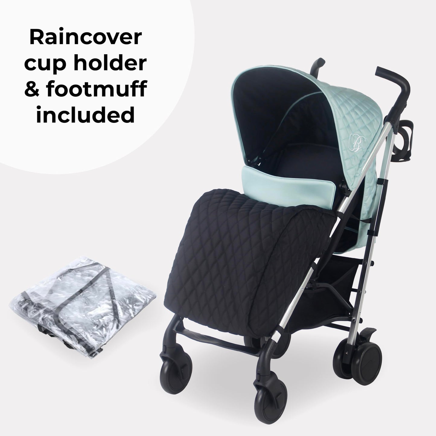 My Babiie MB51 Stroller – from Birth to 4 Years (22kg), Lightweight, Umbrella Fold, Travel Buggy for Toddlers, Pushchair Includes Footmuff, Cup Holder, Rain Cover - Blush Pink