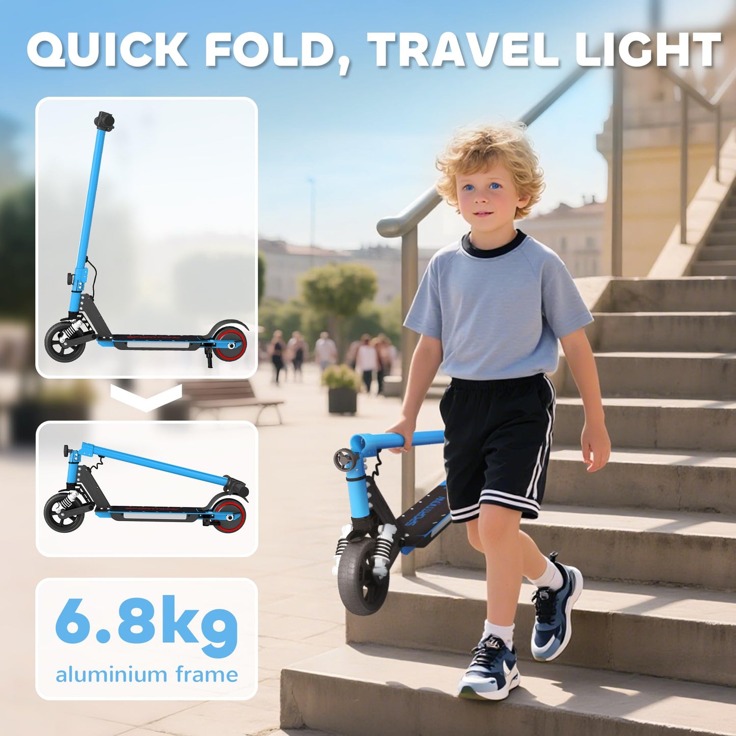 SPORTNOW Kids Electric Scooter — 150W, 14 km/h, 6 km Range, Foldable | CE Certified