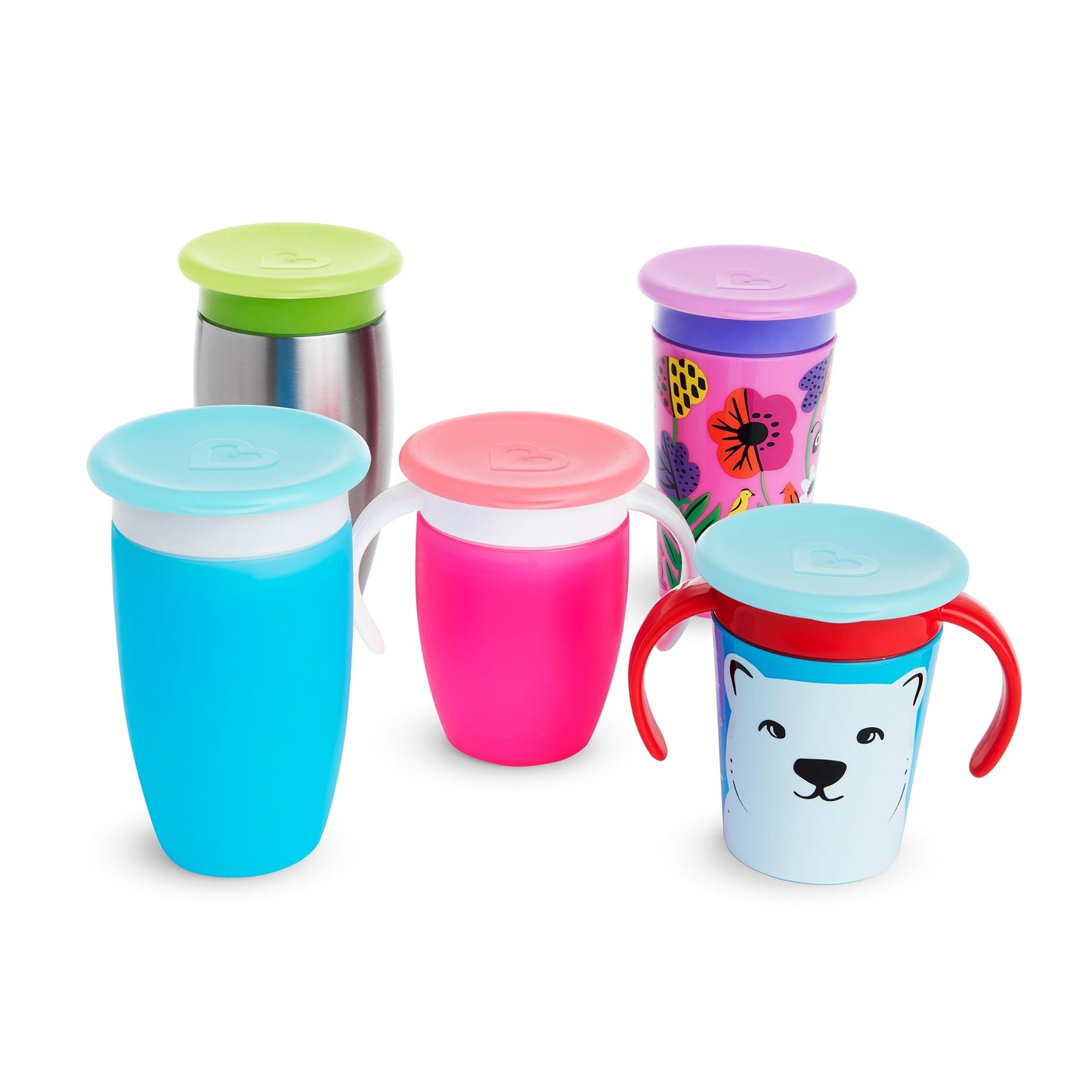 Munchkin Miracle 360 Sippy Cup | Trainer Toddler BPA Free Baby & Toddler Cups w.Handles | Non Spill | Dishwasher Safe Baby | Leakproof | 6+ Months| 7oz/207ml | 2 Pack | Blue/Green