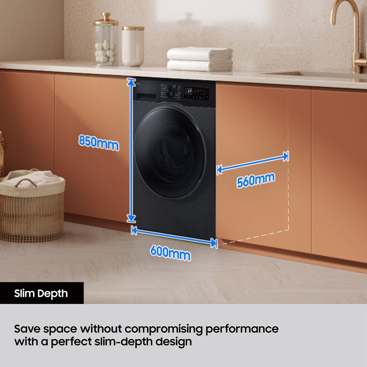 Samsung Series 7 Washer Dryer, AI Energy Wi-Fi enabled, 11/6kg 1400rpm, Black, WD11DB7B85GBU1