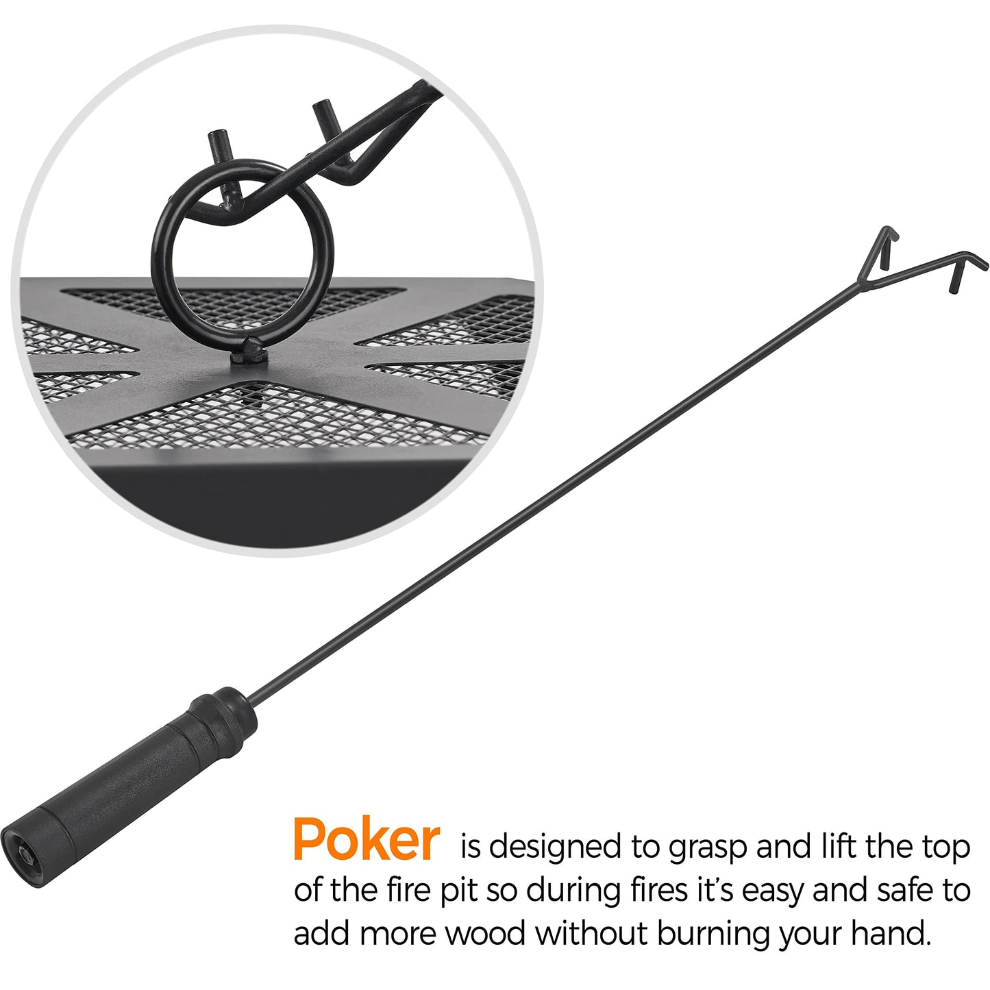 Yaheetech Fire Pit Heavy Duty Fire Bowl Large Fire Pit with Mesh Poker for Outside Patio Heater/Camping Bonfire/Garden/Backyard/Poolside, Hexagon Shaped, Black
