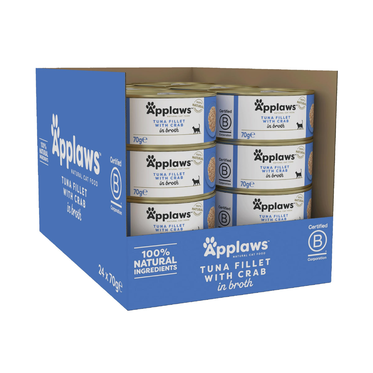 Applaws 100% Natural Wet Cat Food 24 x 70g Tuna Fillet Tins in Broth