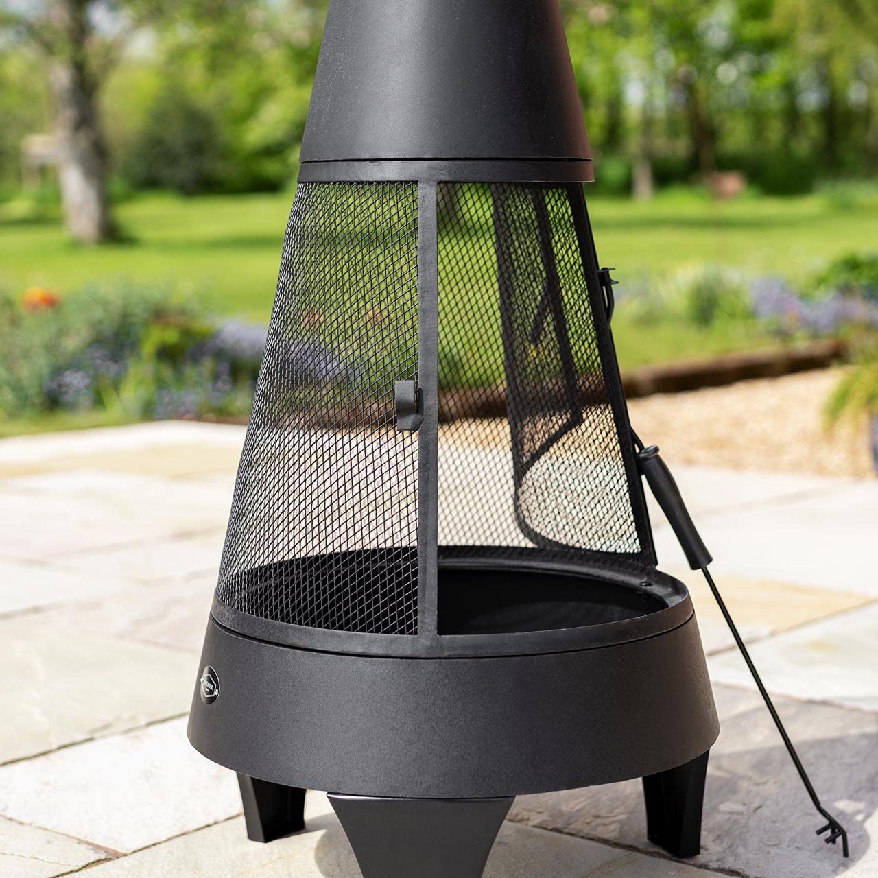 Harrier Steel Chiminea Fire Pits - Small/Medium/Large Outdoor Log Burner | Steel Chiminea Patio Heater with Log Store| Elevate Your Outdoor Ambiance (Medium Chiminea)