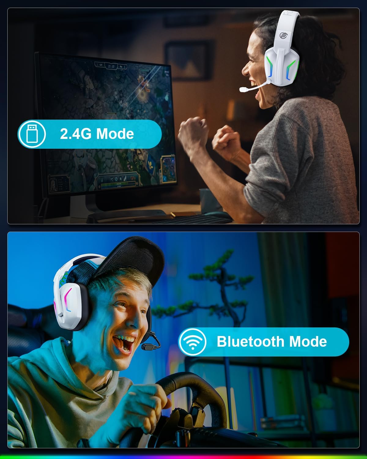 Fachixy Wireless Gaming Headset for PS5, PS4, PC, Switch & Mac