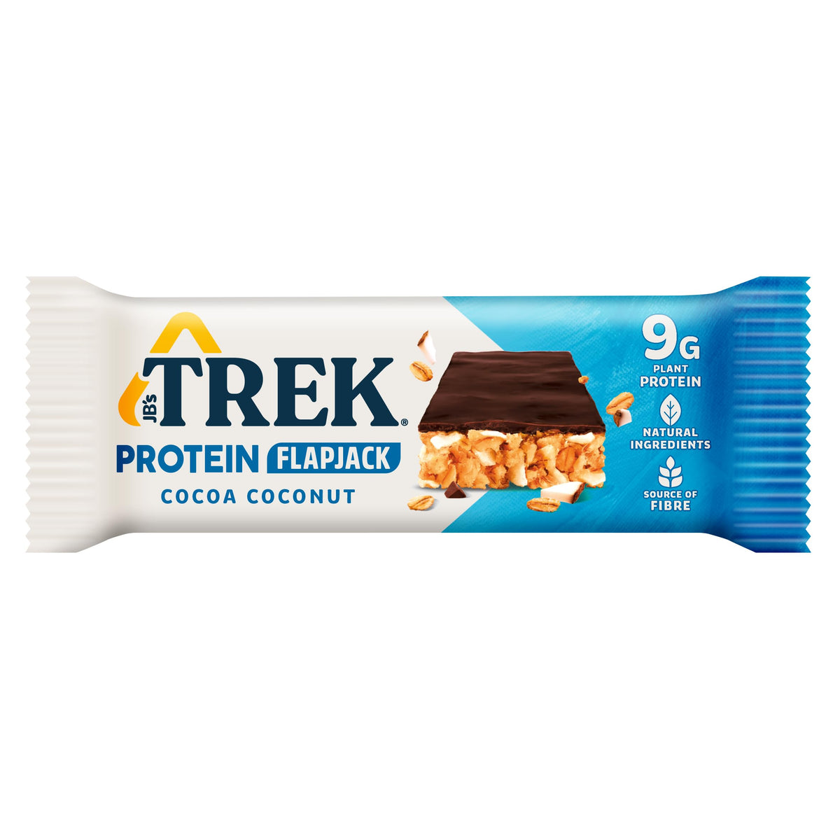 Trek High Protein Flapjack Cocoa Oat, 50 g - Gluten Free Bars – Healthy Snack Bars – Plant Based Protein - Vegan Bars (Pack of 16 Bars) | L0572375-P107199021-M107199013
