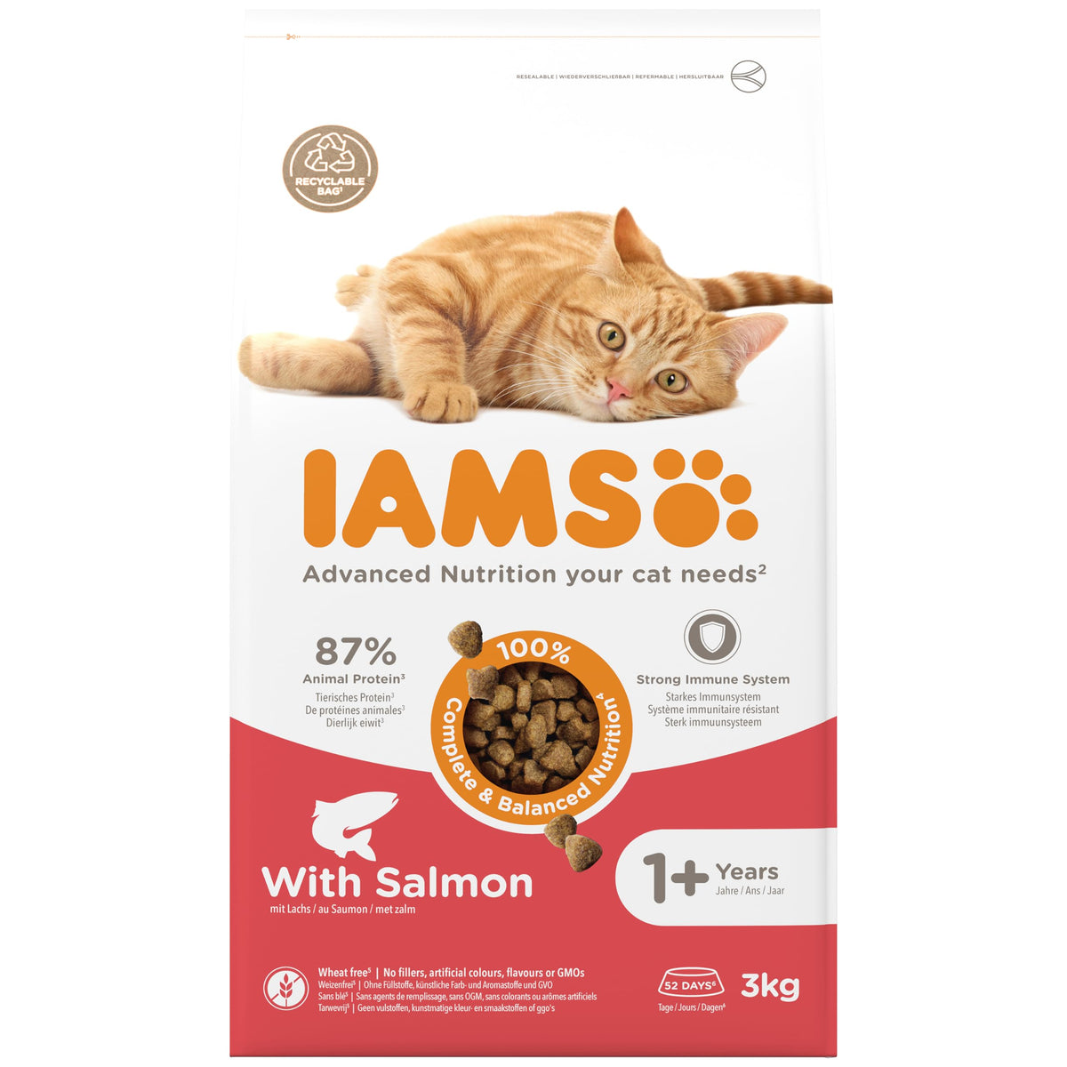 IAMS Adult Complete Dry Cat Food Chicken 3kg - Supports Strong Immune System