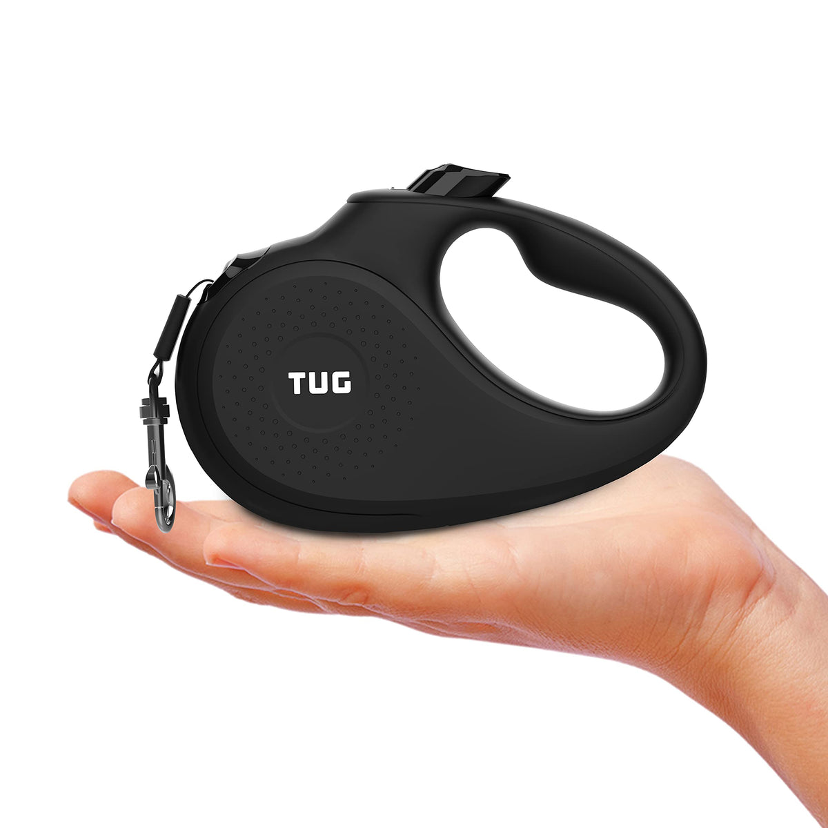 TUG 360° Tangle-Free Retractable Dog Lead for Up to 25 kg Dogs | 5 m Strong Nylon Tape | One-Handed Brake, Pause, Lock (Medium, White/Orange)