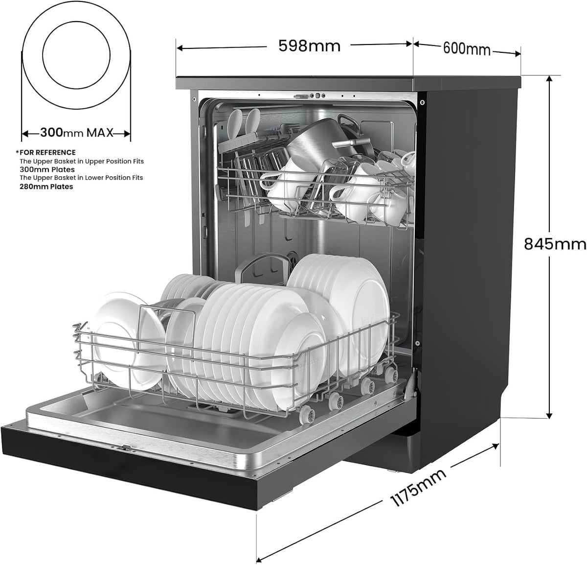 COMFEE' Full Size Freestanding Dishwasher, 14 Place Settings, Black