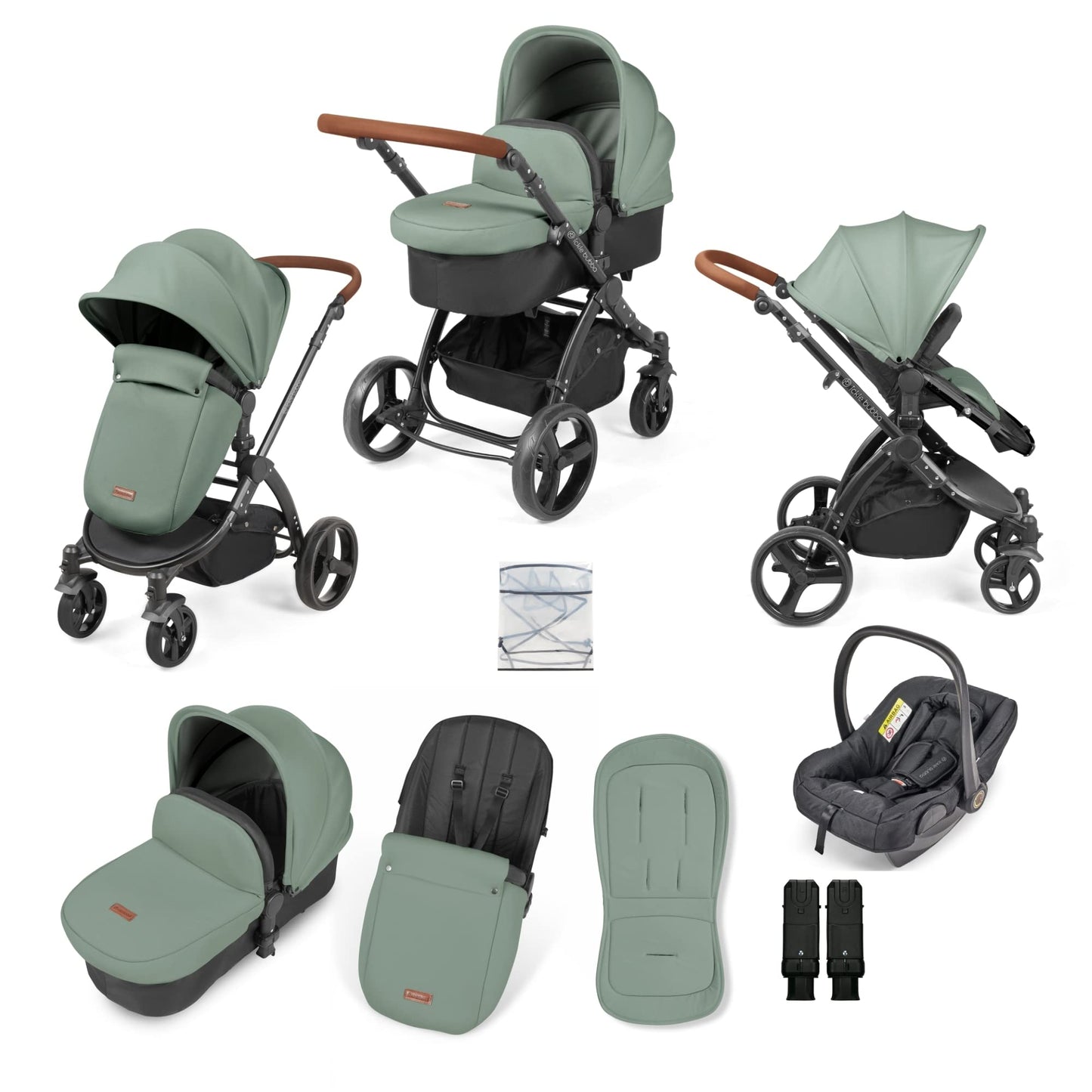 Stomp Urban 3 in 1 Travel System Pushchair with Astral Car Seat and Accessories (Charcoal Grey) – Birth to 22kgs (Approx. 4 Years), Lightweight City Stroller with UPF 50+ Hood and Rain Cover