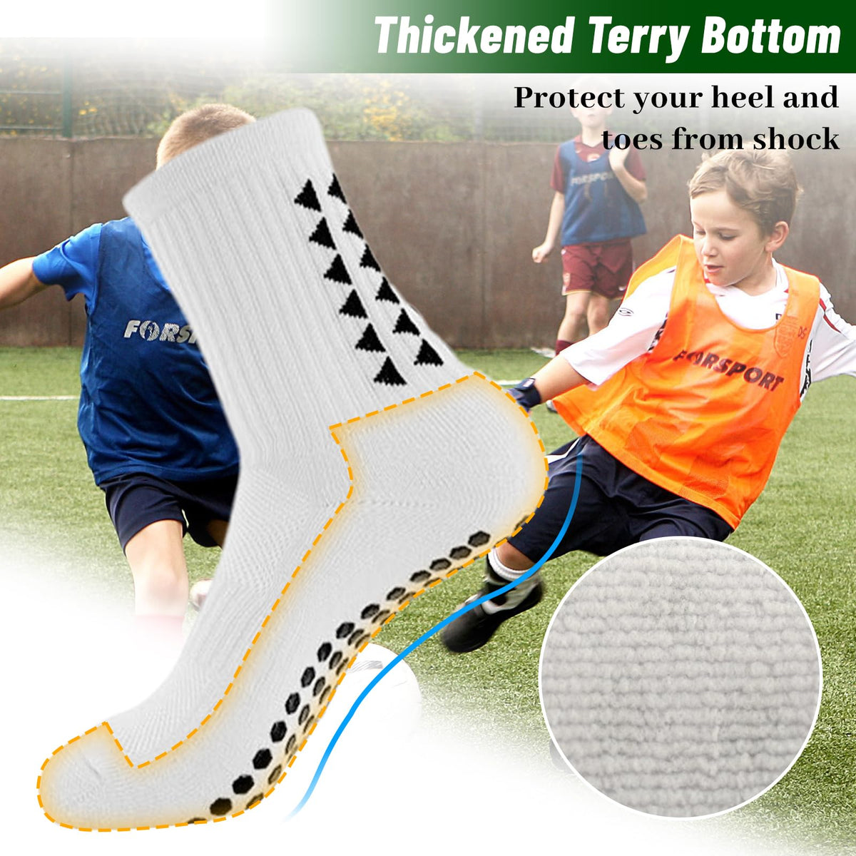 3 Pairs Breathable Kids Grip Socks, Sweat-Absorbent Boys Socks, Grip Socks Football Kids for Running Hockey Football