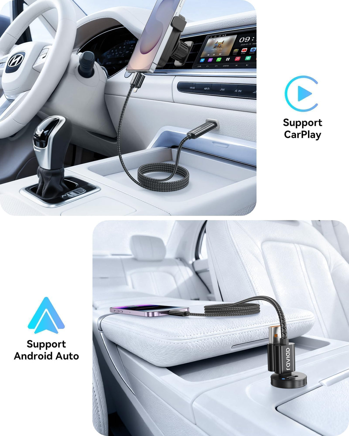RAVIAD Multi Charger Cable, 3 in 1 Charger Cable 3A USB Fast Charging Cord