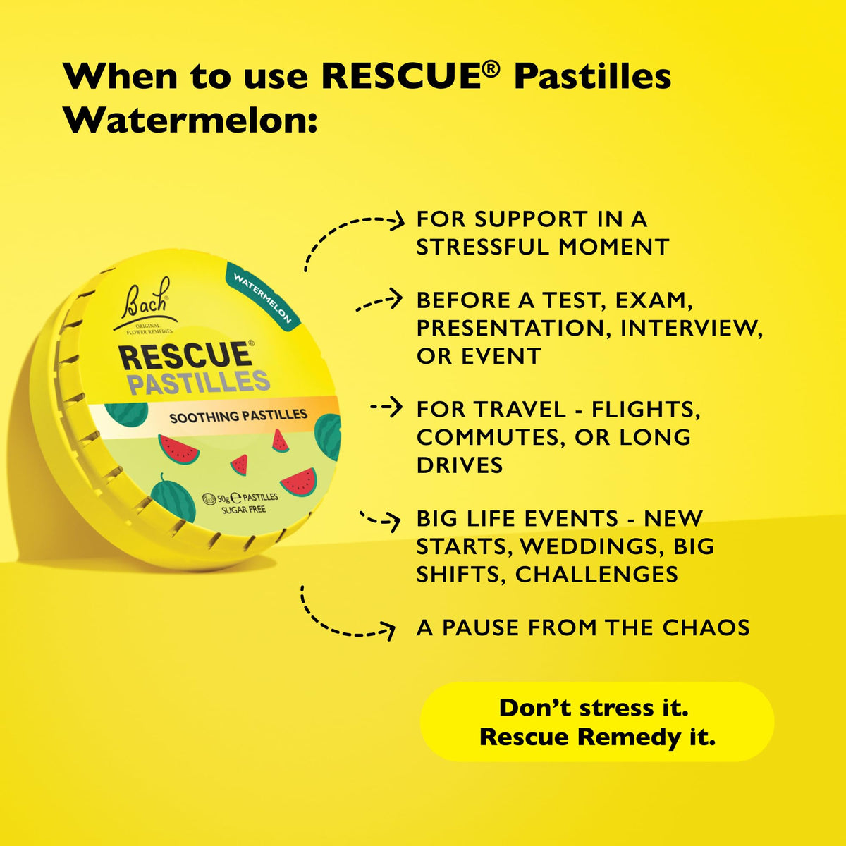 Rescue Remedy Pastilles | Orange & Elderflower Flavoured | Daily Support for Stressful Moments | Bach Original Flower Essences | Chewable Pastilles | 50g Travel Tin
