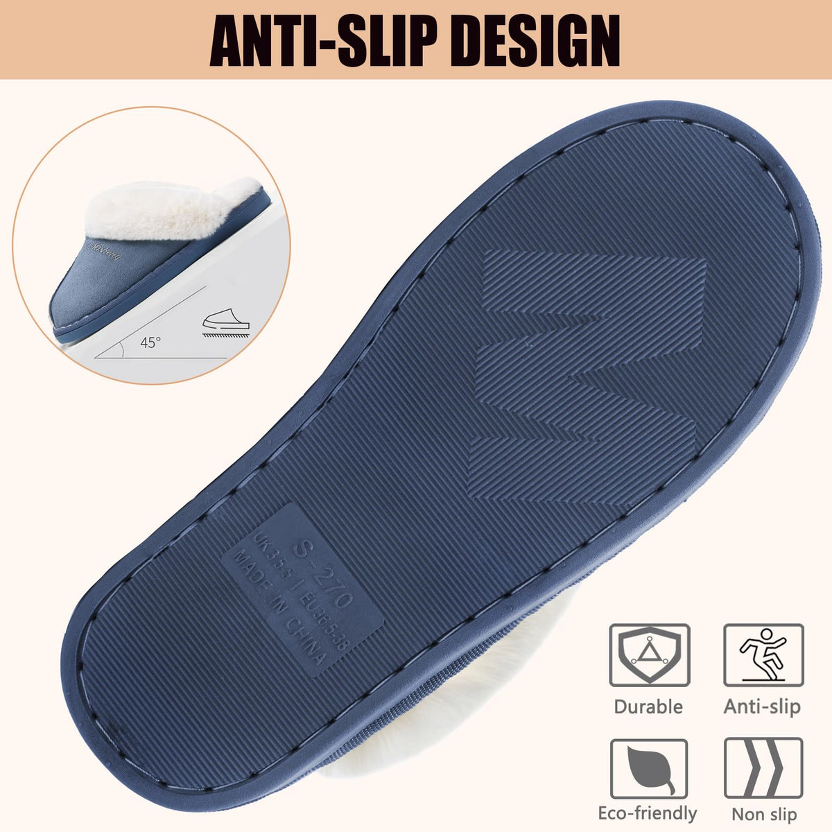 Misolin Womens Slippers With Memory Foam Fluffy Slip-on House