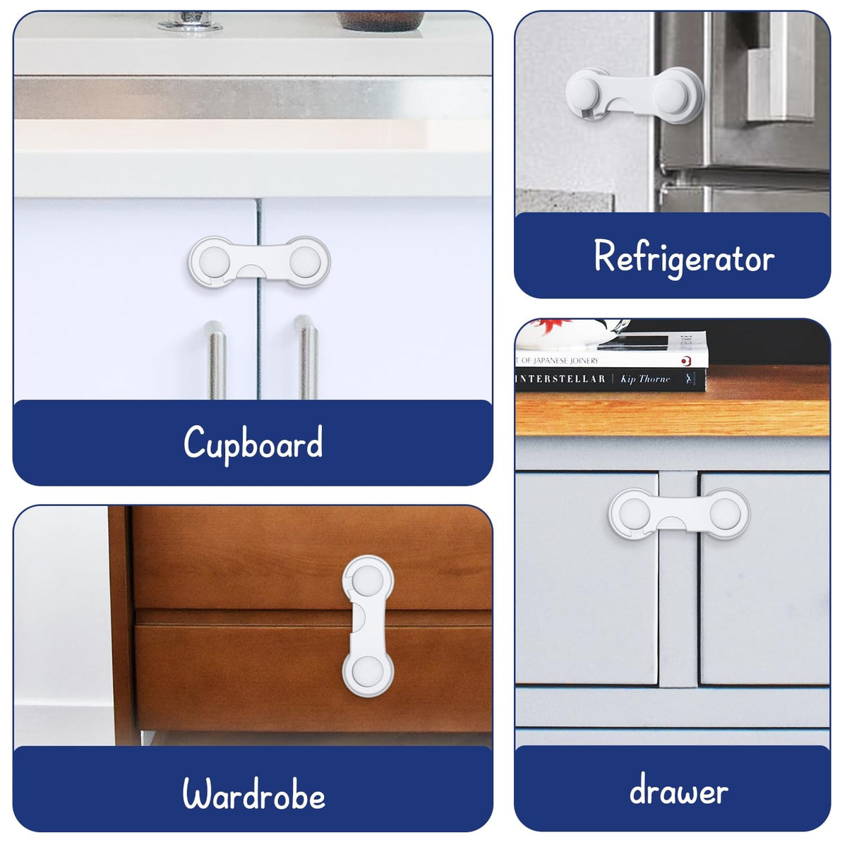 Cupboard Locks for Children 12 Pack - White
