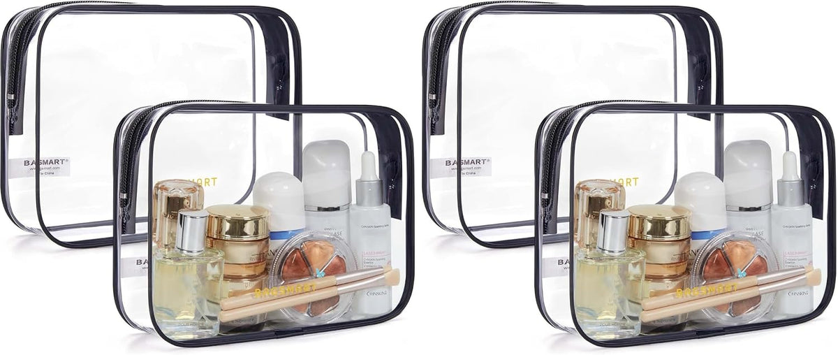 BAGSMART 2pcs Clear Toiletry Bag TSA Travel Essential for Makeup Liquids (Pack of 2)