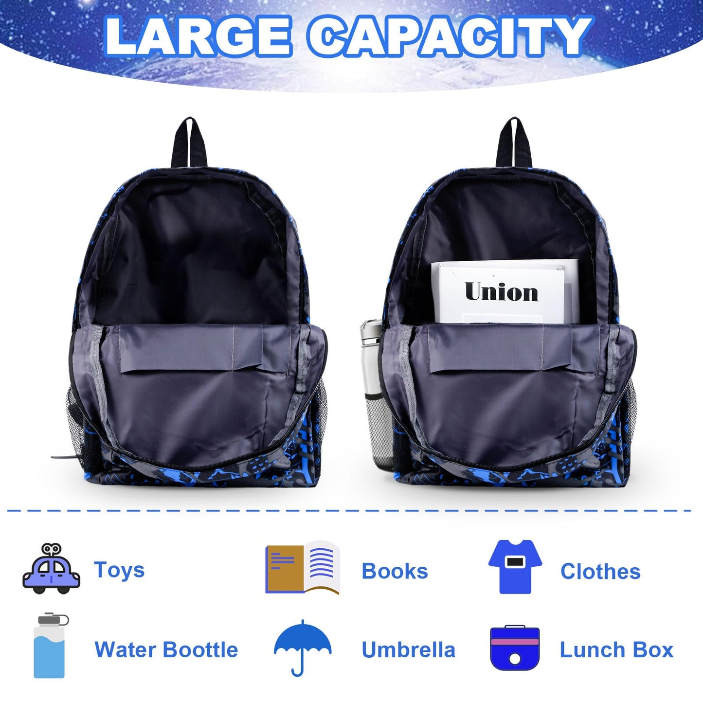 yumcute De-mn Backpack Kids, Teen Game School Bags, Children Primary Schoolbag, Children's School Backpack, 17 Inch Large Capacity Travel Rucksack Waterproof Boys Girls Book Bags for Aged 3-12 Years