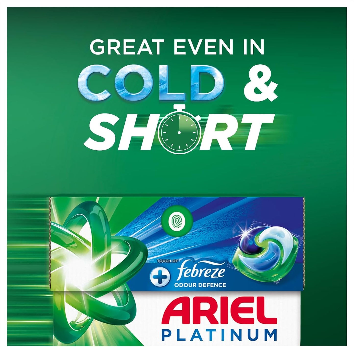 Ariel Platinum PODS®, Washing Liquid Laundry Detergent Capsules 50 Washes, +Touch Of Febreze Odour Defence, Remove Even 7-Day Sweat Odours