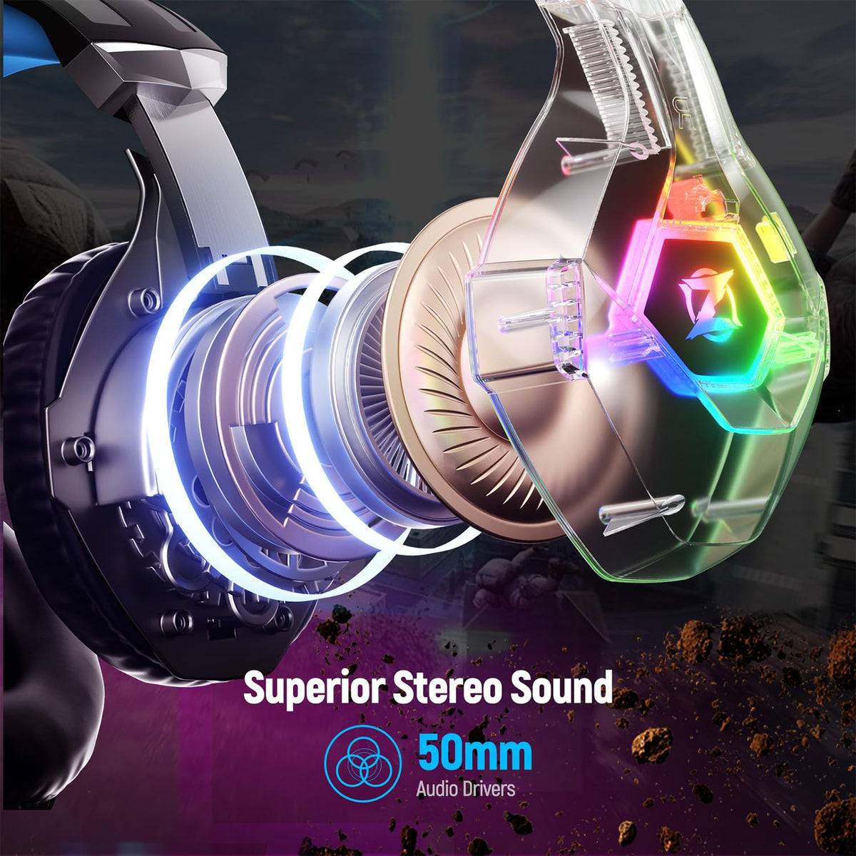 Ozeino Gaming Headset with Microphone for PS5/PS4/Xbox One/PC/Switch, Gaming Headphones with 3D Surround Sound & Noise Cancellation Pink