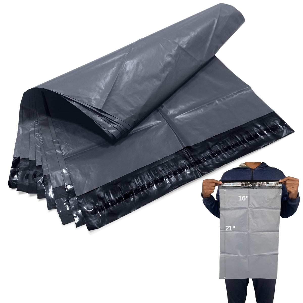 JeeJaan® 200 Small Grey Parcel Bags 4" x 6" (102 x 152mm) Strong Poly Mailer Small Postage Mailing Bags Courier Shipping Postal Bags - Posting Packing Envelopes